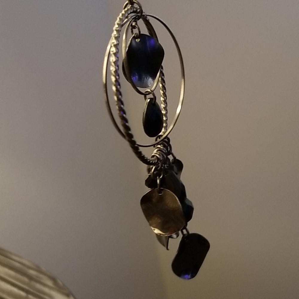 Faux Black Onyx Hoop Earrings - Picture 8 of 8
